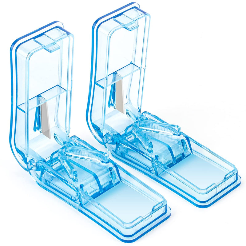 [Australia - AusPower] - 2PCS Pill Cutter, Professional Pill Splitter for Cutting Small Pills or Large Pills in Half (Blue) Blue 