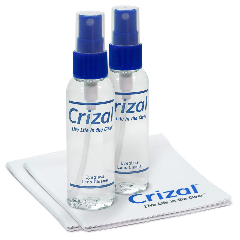 [Australia - AusPower] - Crizal Eyeglass Lens Cleaner Kit, 1 Doctor Recommended for Anti Reflective Lenses and Coating, 2oz Crizal Spray w/Crizal Microfiber Cloth, 2pk 2oz Spray W/Cloth, 2 Pack 