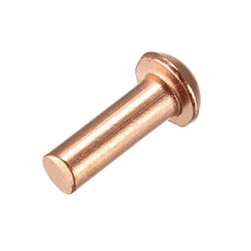 uxcell solid copper rivets, 5/32 x 15/32 inch, round head, 50-piece fastener set