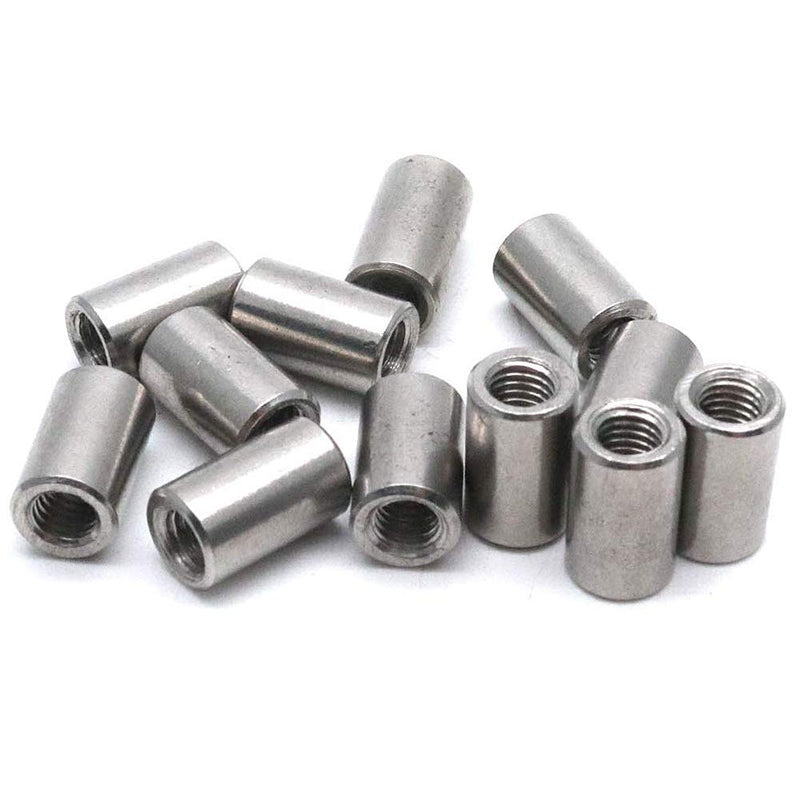 [Australia - AusPower] - M5 Round Connector Nuts Stainless Steel Coupling Nut 15mm/0.59" Length - Pack of 12 M5 x 15mm L x 8mm Dia 