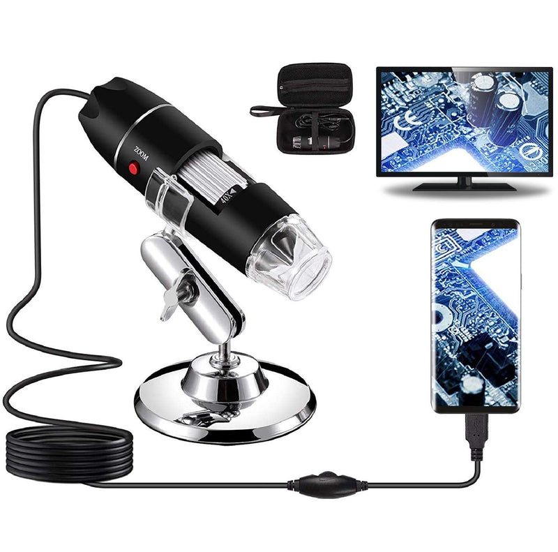 USB Digital Microscope 40X to 1000X, Bysameyee 8 LED Magnification Endoscope Camera with Carry Case and Metal Stand Compatible for Android Windows 7 8 10 Linux Mac