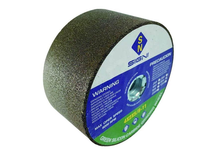 SIGNI 4-Inch Green Grinding Stone,4X2X5/8-11 Threaded Arbor, 60 Grit Abrasive Grinding Wheel for Angle Grinder, Ideal for Stone Surface Grinding Shaping