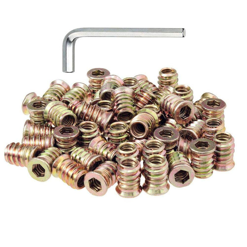 [Australia - AusPower] - 50 Pieces 1/4-20 Threaded Inserts for Wood Nutsert Furniture Screw-in Nut 15mm Length Hex Drive 1/4-20 x 15mm 