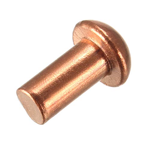 uxcell 50-piece copper solid rivets with round heads, 13/64 x 25/64 inch fasteners
