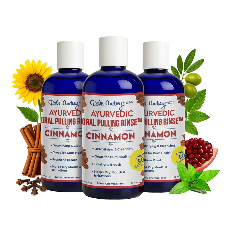 Pack of 3 Ayurvedic Organic Oil Pulling for Teeth & Gums | Natural Cinnamon Flavored Oral Rinse Mouthwash | Essential Oils for Healthy Gums & Bad Breath | Teeth Whitening & Fresh Breath-8 FL Oz 8 Fl Oz (Pack of 3)