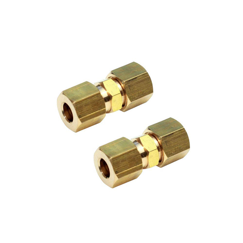 [Australia - AusPower] - Ice Maker Water Line Brass Compression Tube Fitting, 1/4” OD x 1/4” OD (2) 