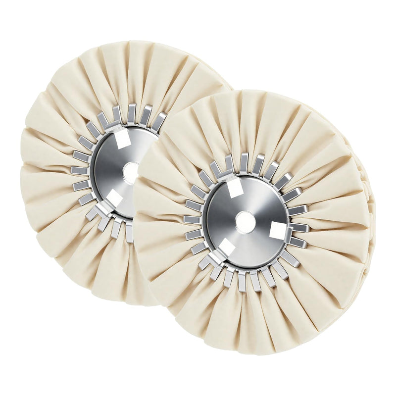 [Australia - AusPower] - 8" White Airway Buffing Wheel,5/8'' Arbor Hole,16 Plys/Fine Polishing for Angle Grinder,2PCS 16plys Fine 2pcs 