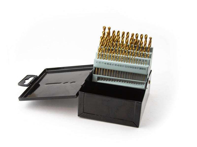 60pc Drill Bit Set M2 HSS High Speed Steel Bits Numbered #1-60 Metal Case