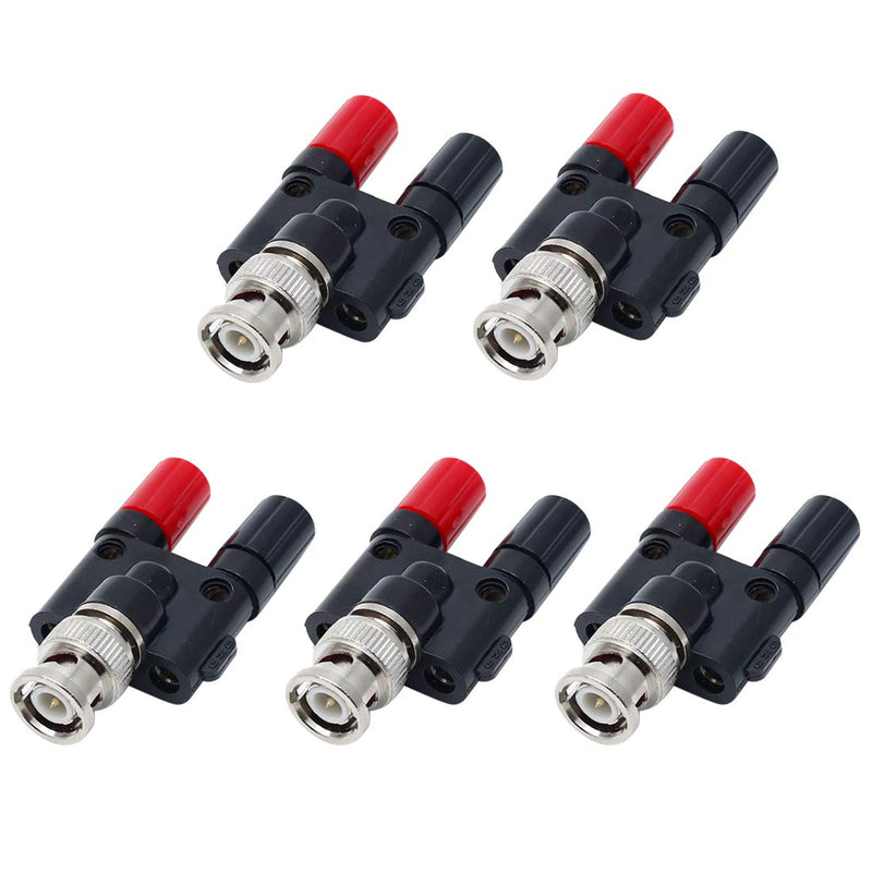 [Australia - AusPower] - Hxchen 5Pcs BNC Male to Dual 4mm Banana Female Jack Coaxial RF Binding Post Adapter Connector 