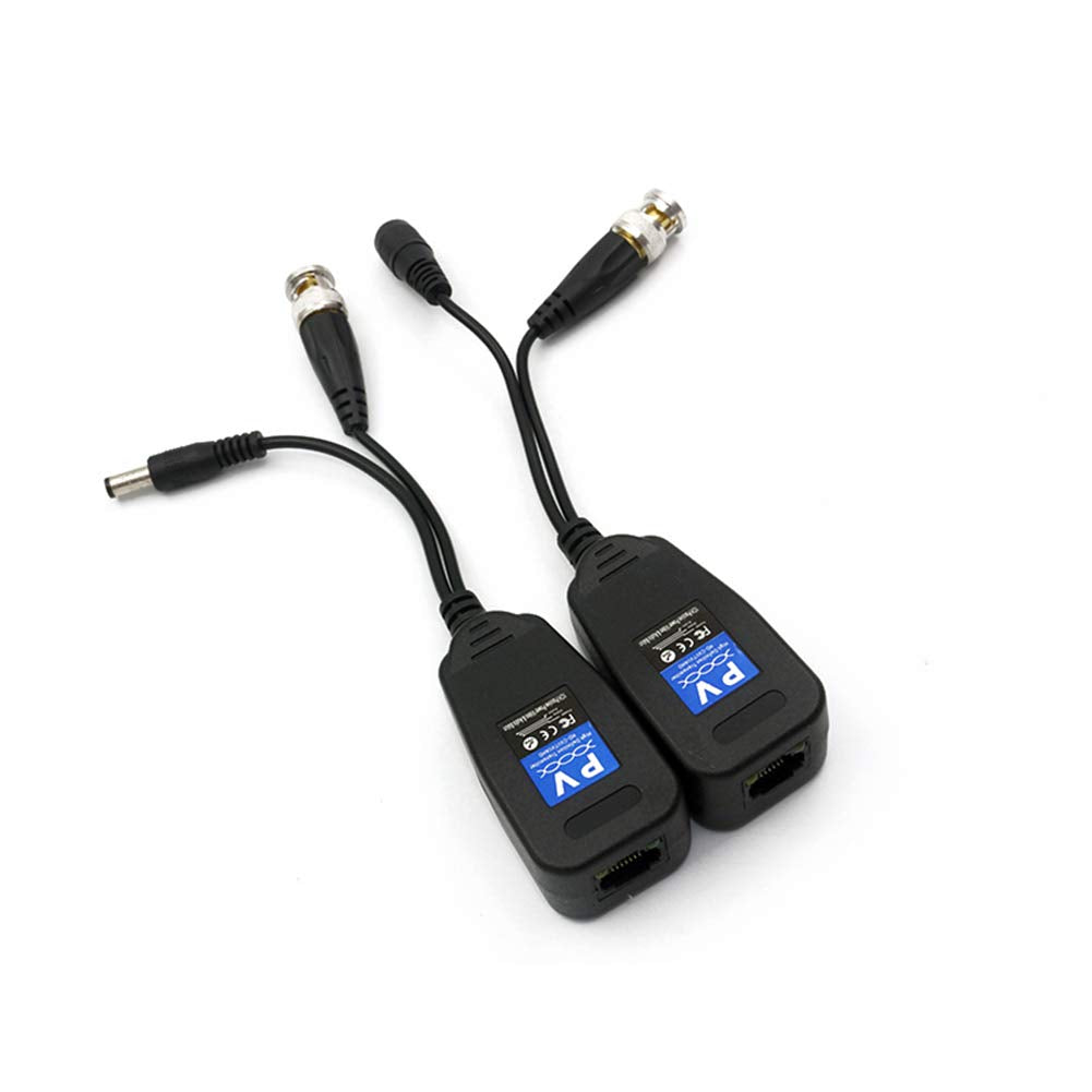 [Australia - AusPower] - HD-CVI/TVI/AHD Passive Video Balun with Power Connector and RJ45 CAT5 Data Transmitter 1 Pair Transmitter and Transceiver BNC Twisted Pair 