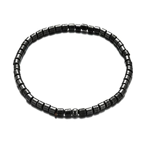 Men Handmade Hematite Powerful Small Beads Bracelet Energy Matte Black Tiny Stone Beaded Bracelets Simple Lucky Style Gift