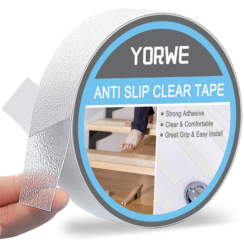 Yorwe Anti Slip Tape Transparent, More Clear and Comfortable Safety Track Tape (1" Width x 190" Long, Clear) 1" Width x 190" Long