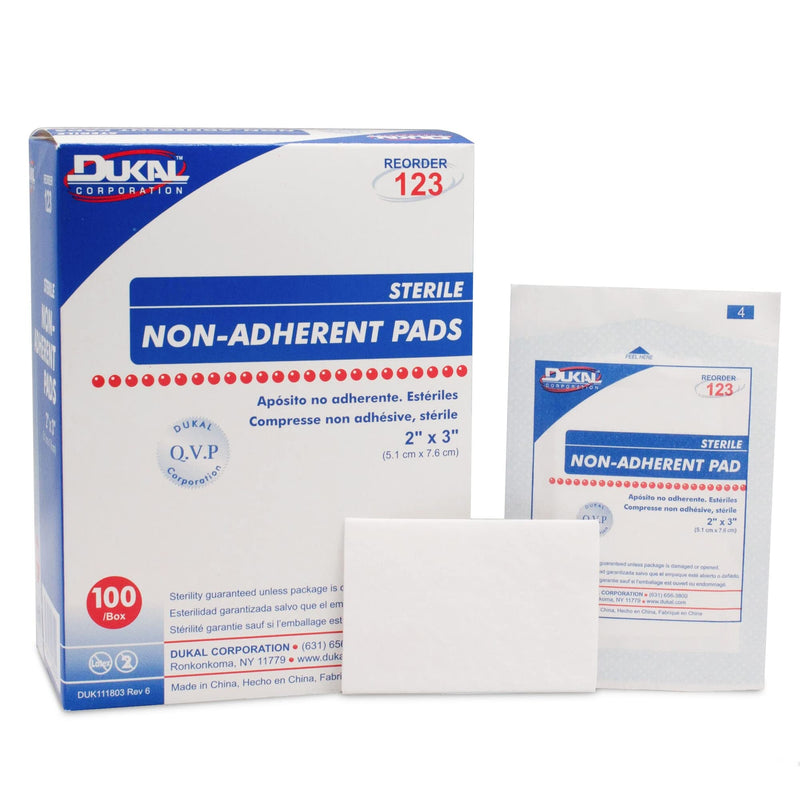 [Australia - AusPower] - Dukal DUK 123 Non-Adherent Dressing Pad, Sterile, 2" x 3" (Pack of 100) 