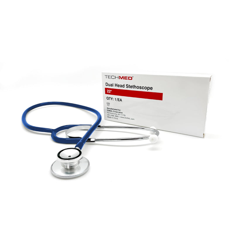 [Australia - AusPower] - DUKAL Tech-Med Dual Head Stethoscope, 22" Tubing (Blue), Lightweight Dual Head Stethoscope for Nurses, Doctors, Paramedics, and Students Blue 