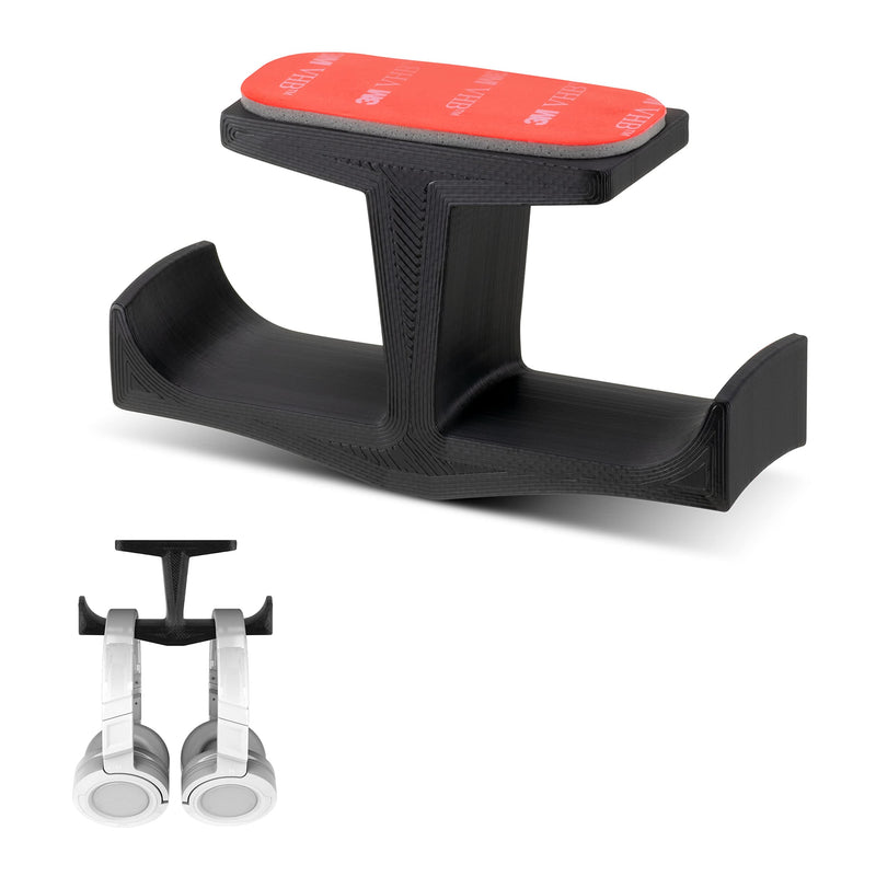 [Australia - AusPower] - BRAINWAVZ BigT Dual Headphone Stand, Under Desk Hanger for Headphones, Gaming Headsets, Mobiles Accessories, Stick On, No Screws, Black (Big T) Big T 
