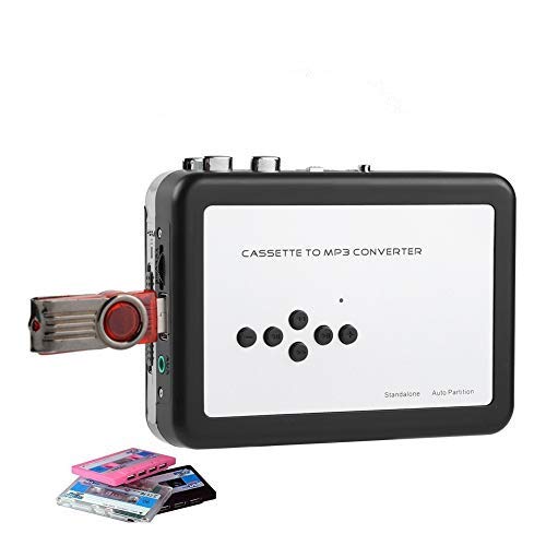 Cassette mp3 Converter, Portable Cassette Tape to MP3 Converter USB Flash Drive Capture Audio Music Player Suitable for Windows XP/Vista / 7/8