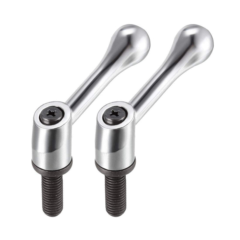 [Australia - AusPower] - uxcell M10 x 25mm Handle Adjustable Clamping Lever Thread Push Button Ratchet Male Threaded Stud Knobs Locking Rotating Screw Handles Quick Release Bolt Silver Tone 2pcs 