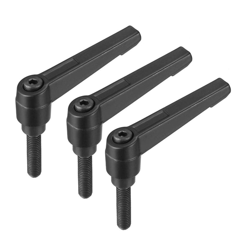 [Australia - AusPower] - uxcell M8 x 32mm Handle Adjustable Clamping Lever Thread Push Button Ratchet Male Threaded Stud Knobs Quick Release Screw Handles Bolts with Locking Lever Black 3pcs 