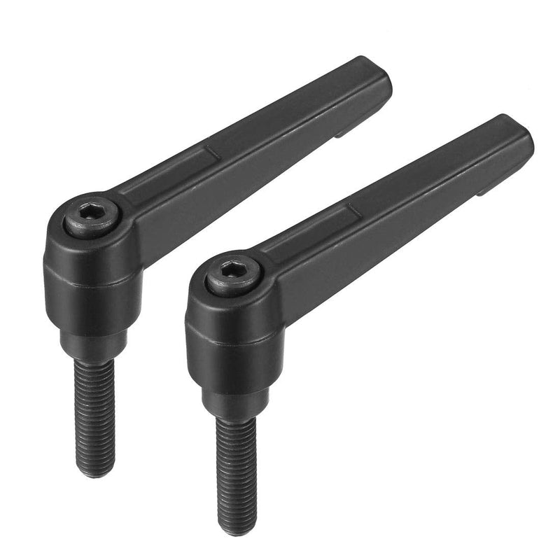 [Australia - AusPower] - uxcell M8 x 32mm Handle Adjustable Clamping Lever Thread Push Button Ratchet Male Threaded Stud Knobs Rotating Screw Handles Bolts with Locking Lever Black 2pcs 