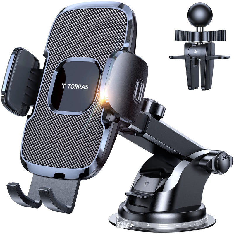 [Australia - AusPower] - TORRAS [Ultra-Durable Cell Phone Holder for Car, Universal Mount Dashboard Windshield Vent Compatible with iPhone 14 13 12 11 Pro Max, Samsung Galaxy S20+ Ultra S10 Note Plus classic Black 