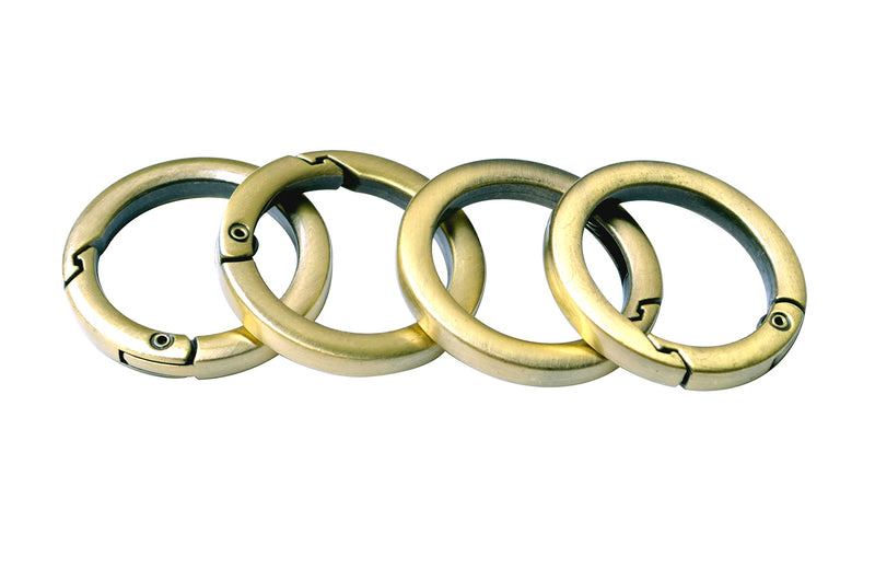 [Australia - AusPower] - 4pcs Round Carabiner Metal Spring Key Ring,Spring Snap Hooks Clip,Spring Keyring Buckle,Flat O ring for Purses BBC40 Burshed Brass 1 1/4 "(32mm) 4pcs 