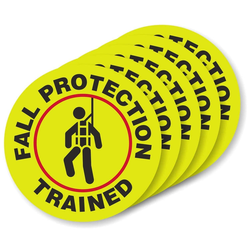 SmartSign Fall Protection Trained Pack of 5 Hard Hat Labels | Retro-Reflective, 2" Circle