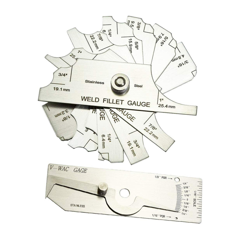 [Australia - AusPower] - V-WAC Gage Biting Edge Stainless Steel Welding Gauge Single Weld Gage Weld with 7 Piece Fillet Weld Gauge Gage SetCompatible with Welder Inspection V-WAC Gage+ MG-11 Gage 