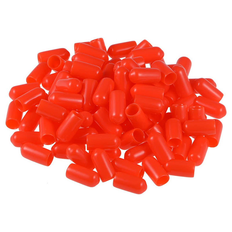 [Australia - AusPower] - uxcell 100pcs Rubber End Caps 6mm ID Vinyl Round Tube Bolt Cap Cover Thread Protectors Red 