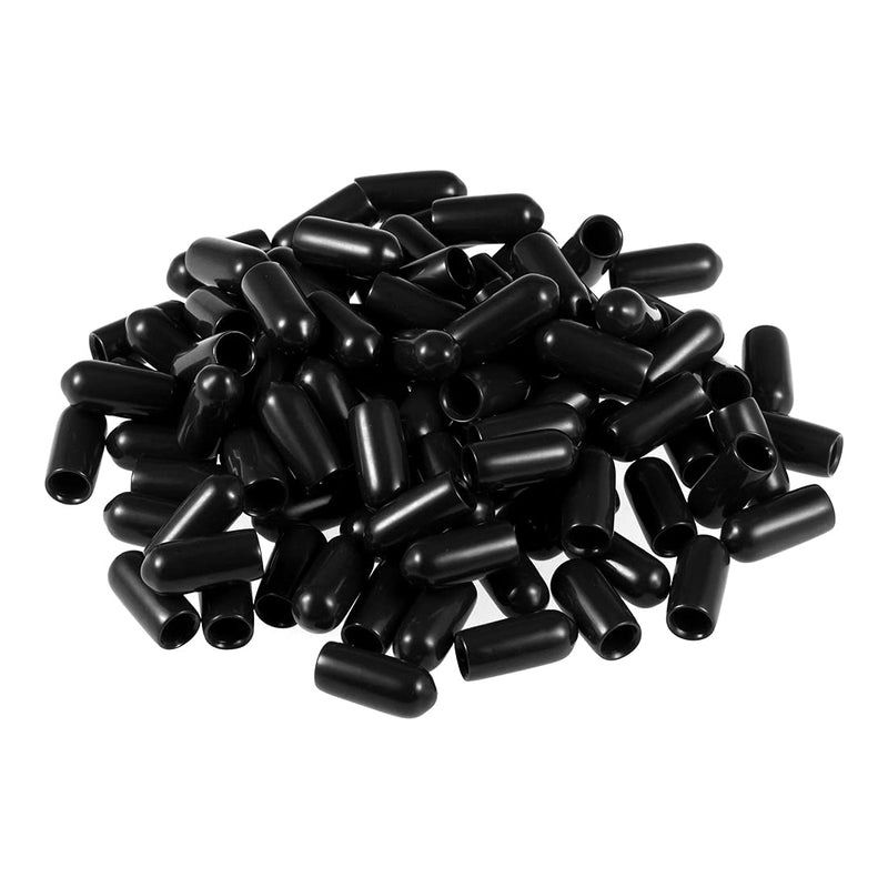 [Australia - AusPower] - uxcell 100pcs Rubber End Caps 5mm ID Vinyl Round Tube Bolt Cap Cover Screw Thread Protectors Black 