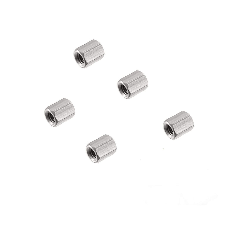 [Australia - AusPower] - 5PCS M5 X 0.8-Pitch 10mm Length 304 Stainless Steel Metric Hex Coupling Nut 