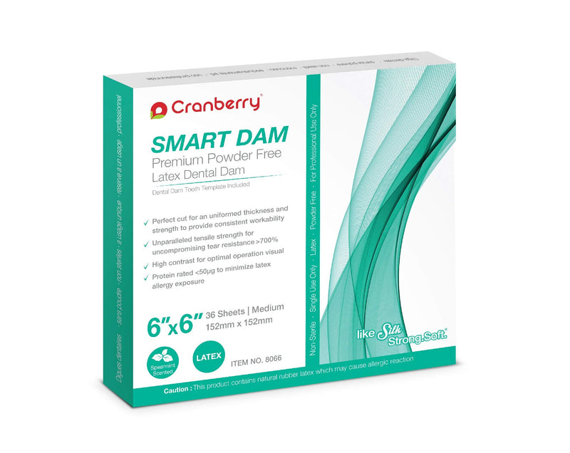 [Australia - AusPower] - Cranberry USA CR8066 Smart Dam, Latex Powder-Free, Spearmint Scented, 6x6, Green, Pack of 36 