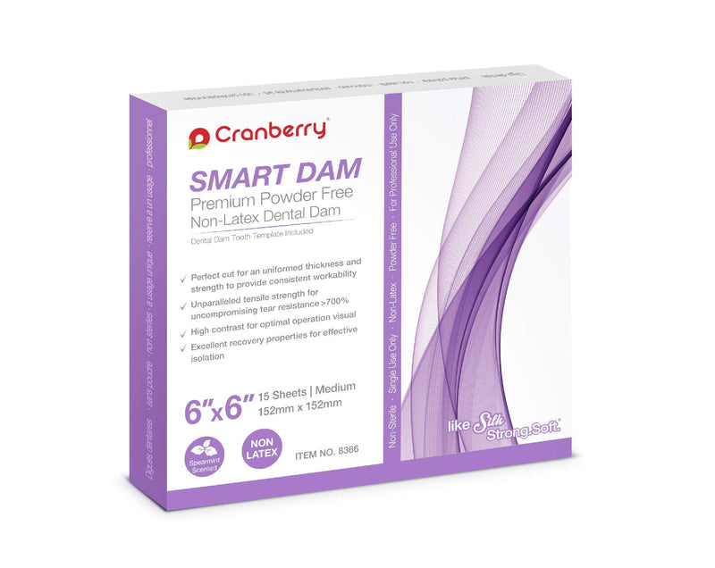 [Australia - AusPower] - Cranberry CR8366 Smart Dam Non-Latex Powder-Free, Spearmint Scented, Medium Gauge, 6x6, Lavender (Pack of 15) 