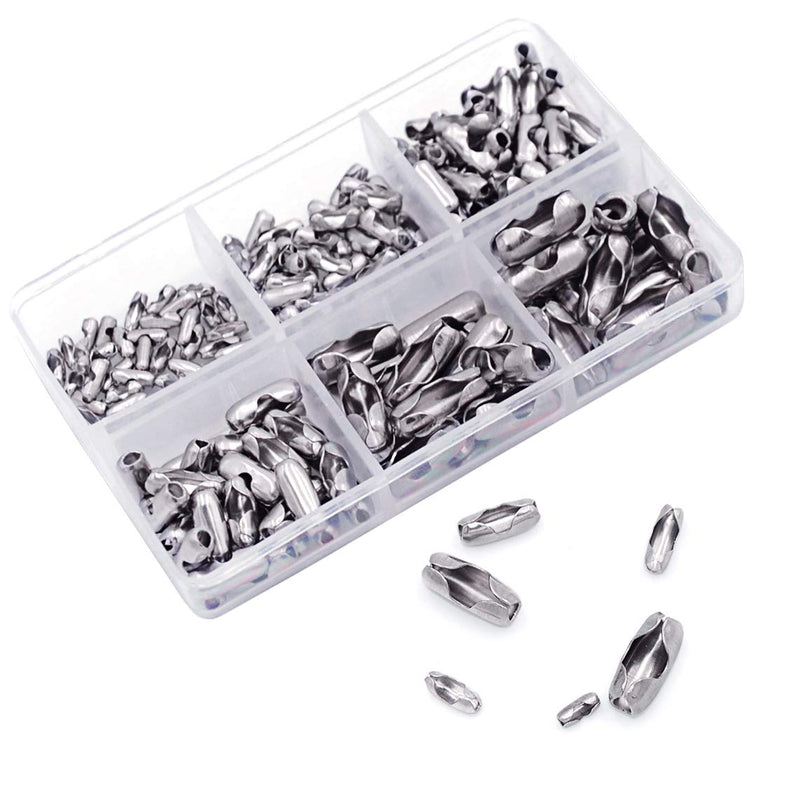 [Australia - AusPower] - KINGOU 155pcs Stainless Steel Ball Chain Connector Clasps Fits for 1.6/2.0/2.4/3.2/4.0/4.8mm Beaded Ball Chain 