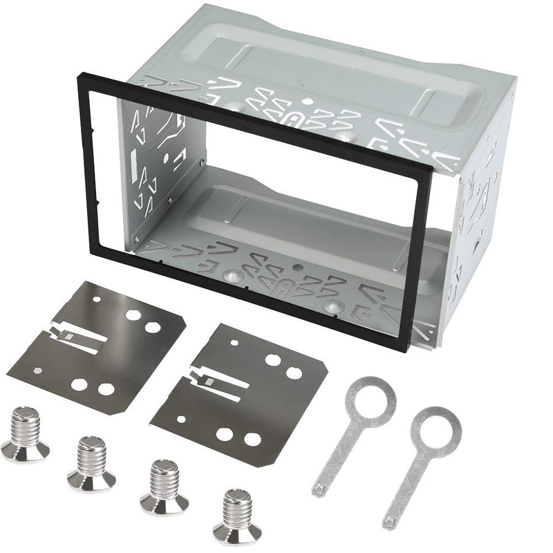 [Australia - AusPower] - QLOUNI Double Din Installation Kit, Universal Double DIN Installation Cage Kit Slot Metal Car Stereo Radio Mounting Frame, Compatible for Passat/MK3/Jetta Panel Frame 