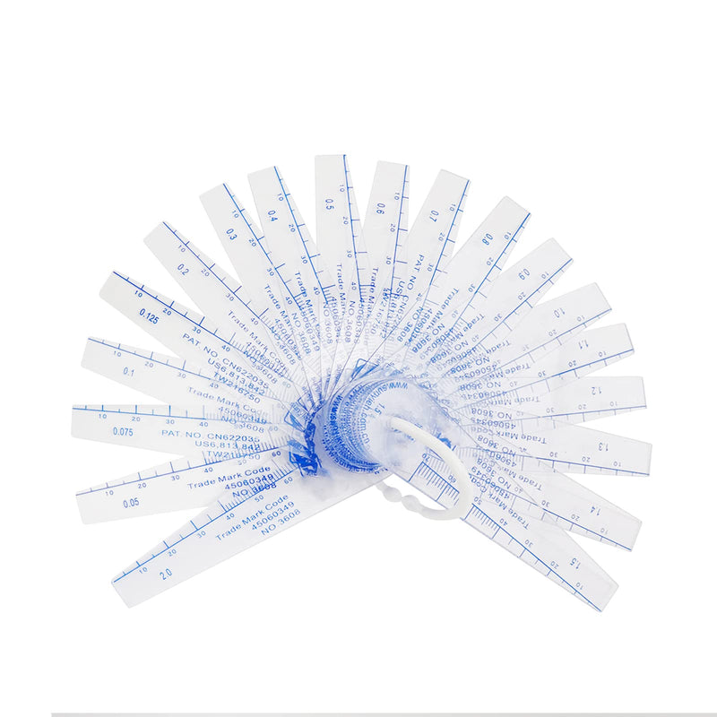 Plastic Feeler Gauge 0.05mm to 2mm Metric Gap Measuring Tool 19 Leaf 0.05mm-2mm 19 Leafs