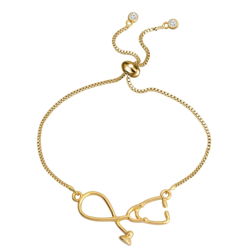 MYOSPARK Stethoscope Adjustable Chain Bracelet Medical Jewelry Gift for Doctor Nurse Medical Student stethoscope bracelet gold
