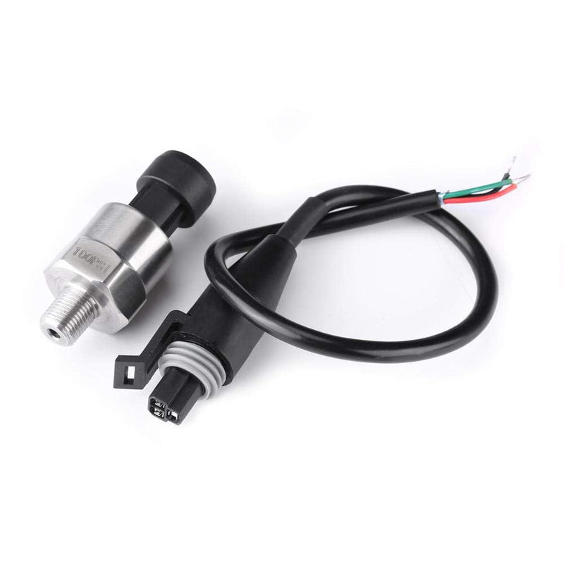 [Australia - AusPower] - 100 PSI Pressure Transducer Sender Sensor with Connector 1/8" NPT Thread Stainless Steel Pressure Transducer for Oil Fuel Air Water (100PSI) 