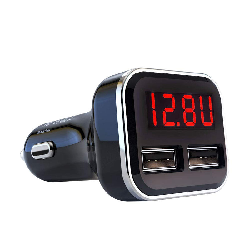 [Australia - AusPower] - Jebsens 4.8A 24W Dual USB Car Charger Volt Meter Car Battery Monitor with LED Voltage & Amps Display in Red LED 