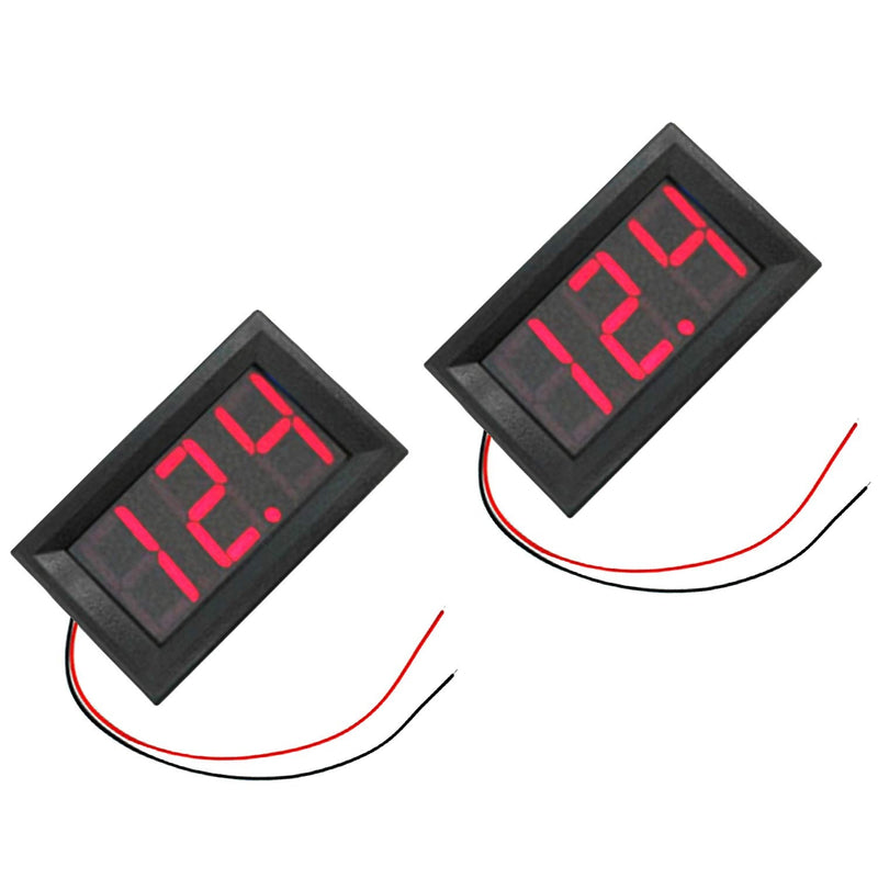[Australia - AusPower] - 2-Pack Two Wires Mini LED Digital Voltmeter Voltage Meter DC 4.5V to 30V Voltage Panel Meter for 6V 12V Electromobile Motorcycle Car Red 4.5-30V 