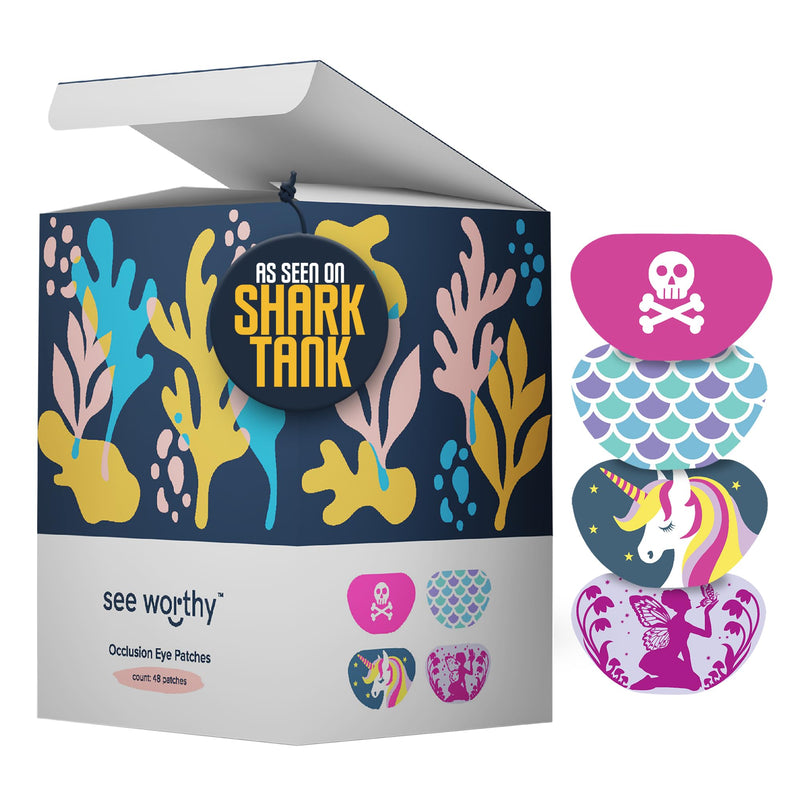 [Australia - AusPower] - See Worthy Magical Eye Patches - Smart Design & Adhesive Technology, Breathable & Comfortable Lazy Eye Patches for Kids - Soft, Concave Shape & Fun Designs (48pcs/Box) - Packaging May Vary 