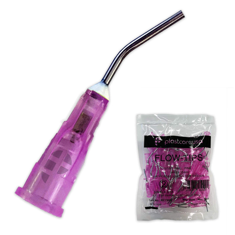 [Australia - AusPower] - 200 18 Gauge Pink Dental Pre Bent Flow Dispensing Needle Etch Tips, 2 Bags 18 G (Pink) 