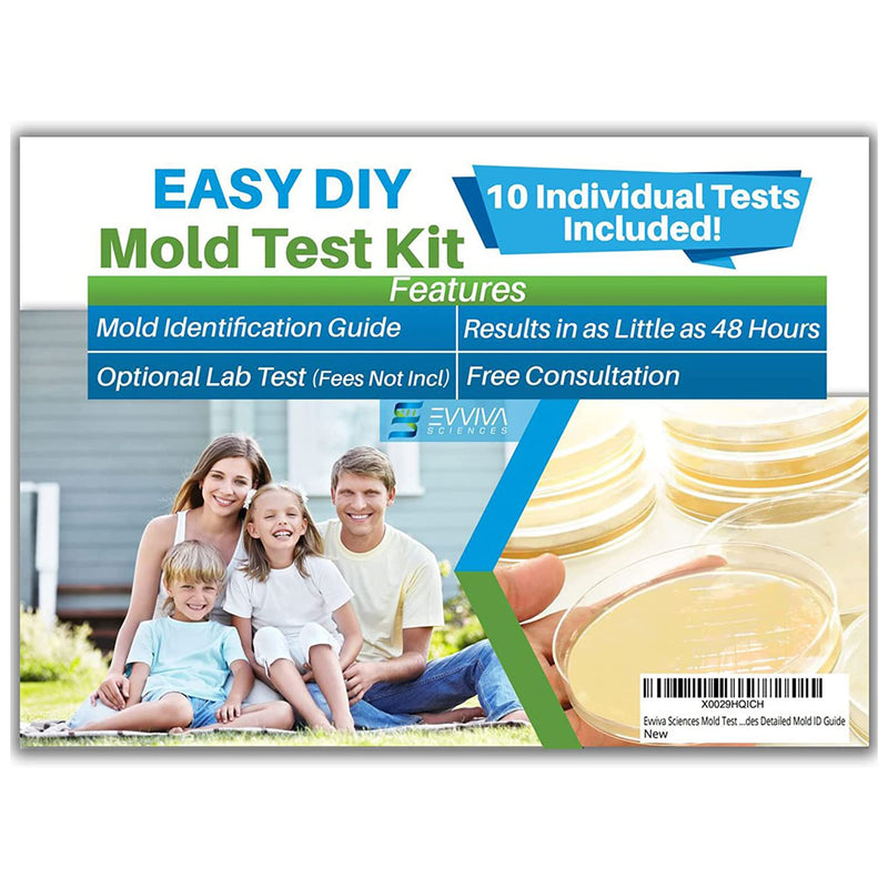 [Australia - AusPower] - Evviva Sciences Mold Test Kit for Home - 10 Simple Detection Tests w/Optional Lab Analysis, Test HVAC System, Home Surfaces, & Indoor Air Quality Testing Kit - Downloadable Identification Guide 