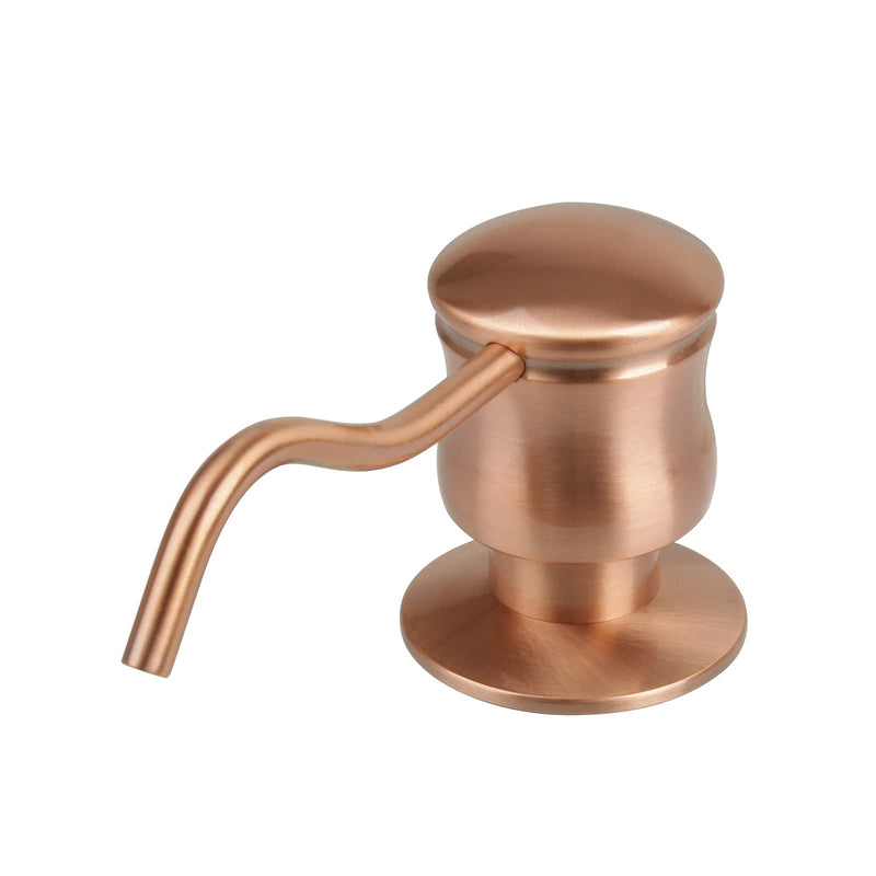 Akicon Soap Dispenser for Kitchen Sink, Brass Body Refill from Top, Built in Design with Large Liquid Soap 17 OZ Bottle, Kitchen Countertop Soap Dispenser Copper