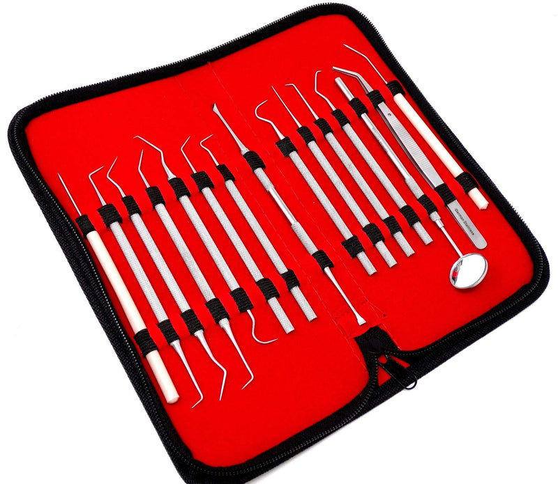 [Australia - AusPower] - 15-Piece Stainless Steel Micro Precision Probe Set: Straight, Single, Short Double, Long Double, Triple and Hook Tips 5.5" to 6". 