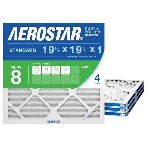 Aerostar MERV 8 pleated furnace air filter, 19 1/2 x 19 1/2 x 1 inch, 4-pack