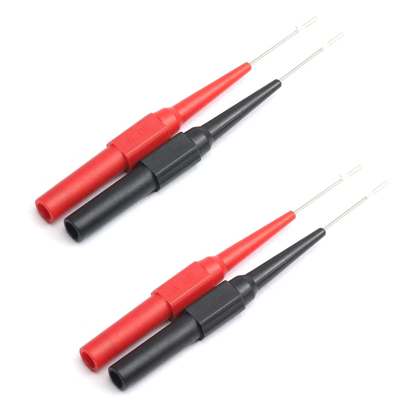 [Australia - AusPower] - DEVMO 2Pairs Multimeter Test Lead Extention Back Probes Sharp Needle Micro Pin Stainless Steel Tipped Tip for Banana Socket Tester 4pcs 