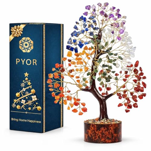 PYOR 7 Chakra Tree of Life Birthday Gifts for Women 10 Inch 300 Beads A-7chakra Tree