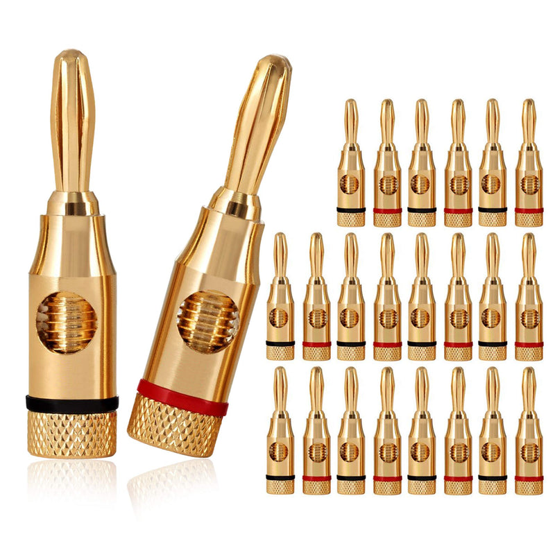[Australia - AusPower] - TUIJODAIX Banana Plugs Open Screw 24K Gold Plated Plugs Audio Jack Connector for Speaker Stereo Cable, 24-Pack (12 Red, 12 Black) 