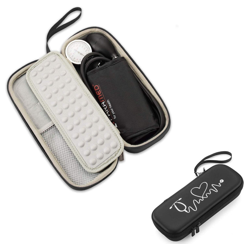 [Australia - AusPower] - Caseling Hard Stethoscope Case Compatible with 3M Classic III, Lightweight II S.E, Cardiology IV Diagnostic, includes ID Slot and Mesh Pocket for Nurse Accessories (Black - Pu Leather) Black - Pu Leather 