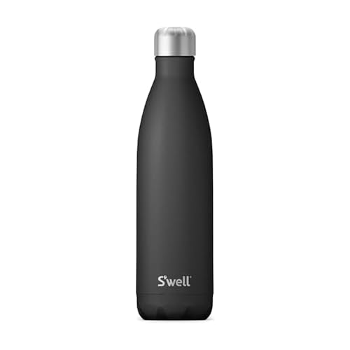 S'well Stainless Steel Water Bottle, 25oz, Onyx, Triple Layered Vacuum Insulated Containers Keeps Drinks Cold for 48 Hours and Hot for 24, BPA Free, Perfect for On the Go 25 Ounces